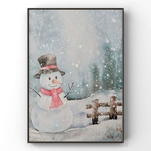 Christmas Wall art snowman in snow Home decor Wall art Print Holiday gift